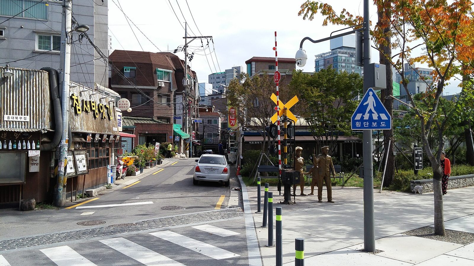 A busy shopping street in Seoul